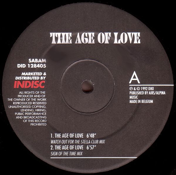 Age Of Love – Age Of Love (Jam & Spoon Watch Out For Stella Remix) (React), 1992