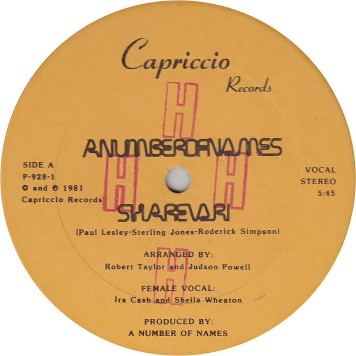 A Numbers Of Names – Sharevari (Capriccio), 1981